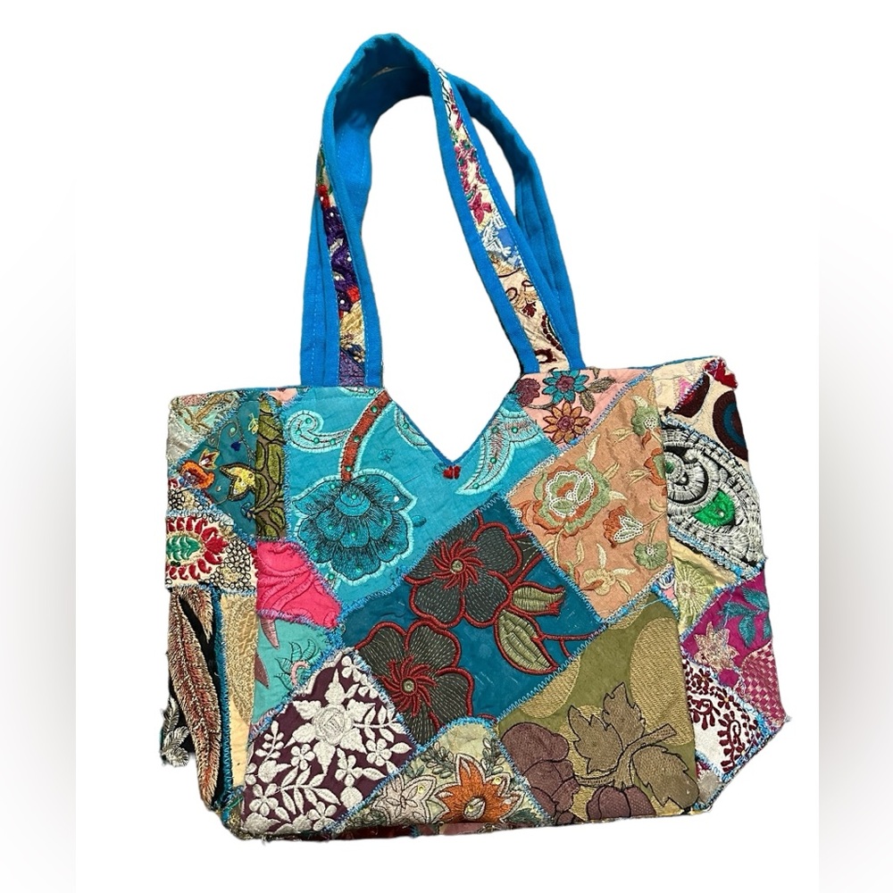 Tribe Azure Fair Trade Patchwork Embroidered Bohe… - image 3